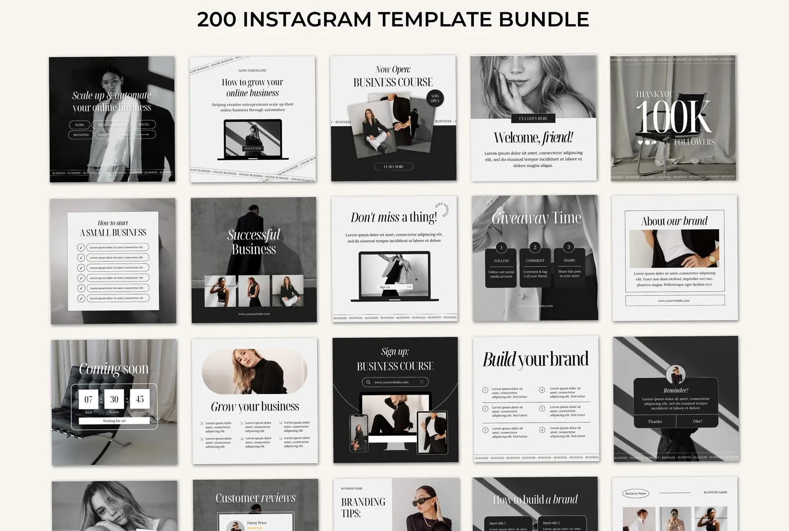 200 Instagram Templates – Social Media Packs and Canva Templates